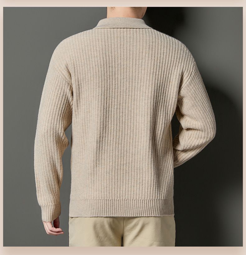 Herren-Strickpullover mit Halbreißverschluss – Stehkragen mit Zopfmuster, warm und stylisch für den Winter_voghion.com