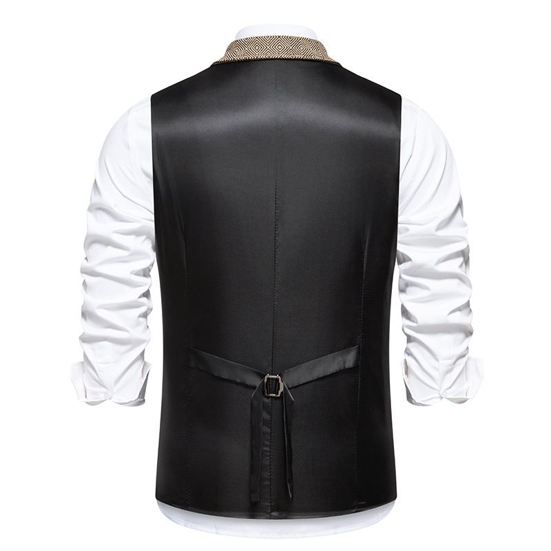 Herrenbekleidung Frühling Neue Herren Fischgrätenanzugweste Retro Revers Einreihige Freizeitweste Herrenbekleidung_voghion.com