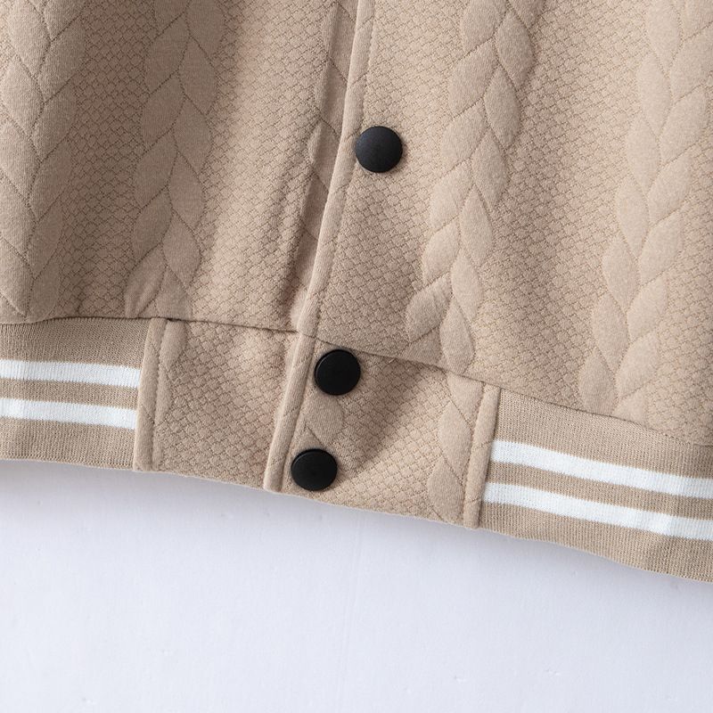 Men's Clothing autumn and winter men's baseball jacket knitted heavy jacquard solid color stand up collar casual drop shoulder button jacket men_voghion.com