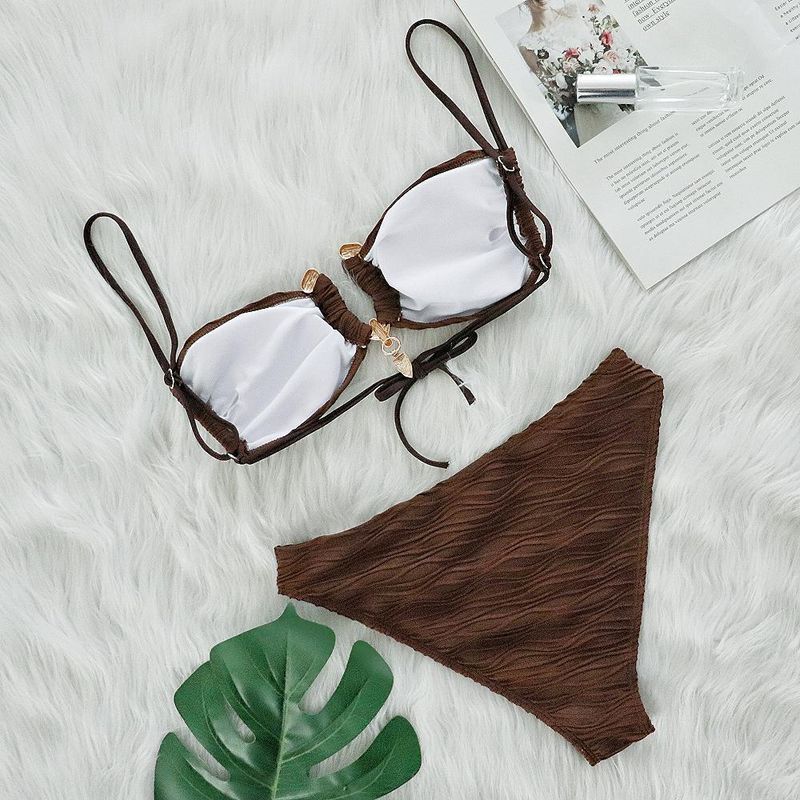 Maillot de bain deux pièces élégant pour femme avec tissu texturé spécial sexy_voghion.com