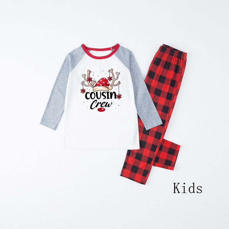 Traje familiar de Navidad, ropa familiar para el hogar, ropa navideña para el hogar, conjunto familiar, ropa para el hogar con estampado de retales a cuadros_voghion.com