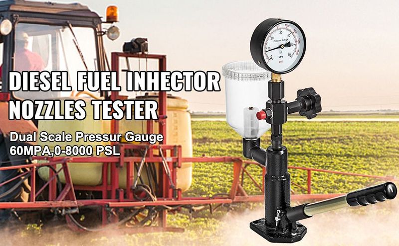 VEVOR 400Bar 6000PSI Diesel Fuel Injector Tester Diesel Injector Nozzle Tester With Dual Scale Gauge To Adjust Injector Nozzle Pressure And Testing Diesel Injector Nozzle Pop Pressure Tester_voghion.com