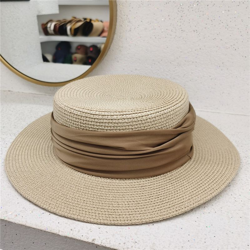 Nuovo stile cappello giapponese minimalista cappello piatto superiore estate donna britannico retrò piccolo cappello temperamento mondano spiaggia vacanza cappello da sole_voghion.com