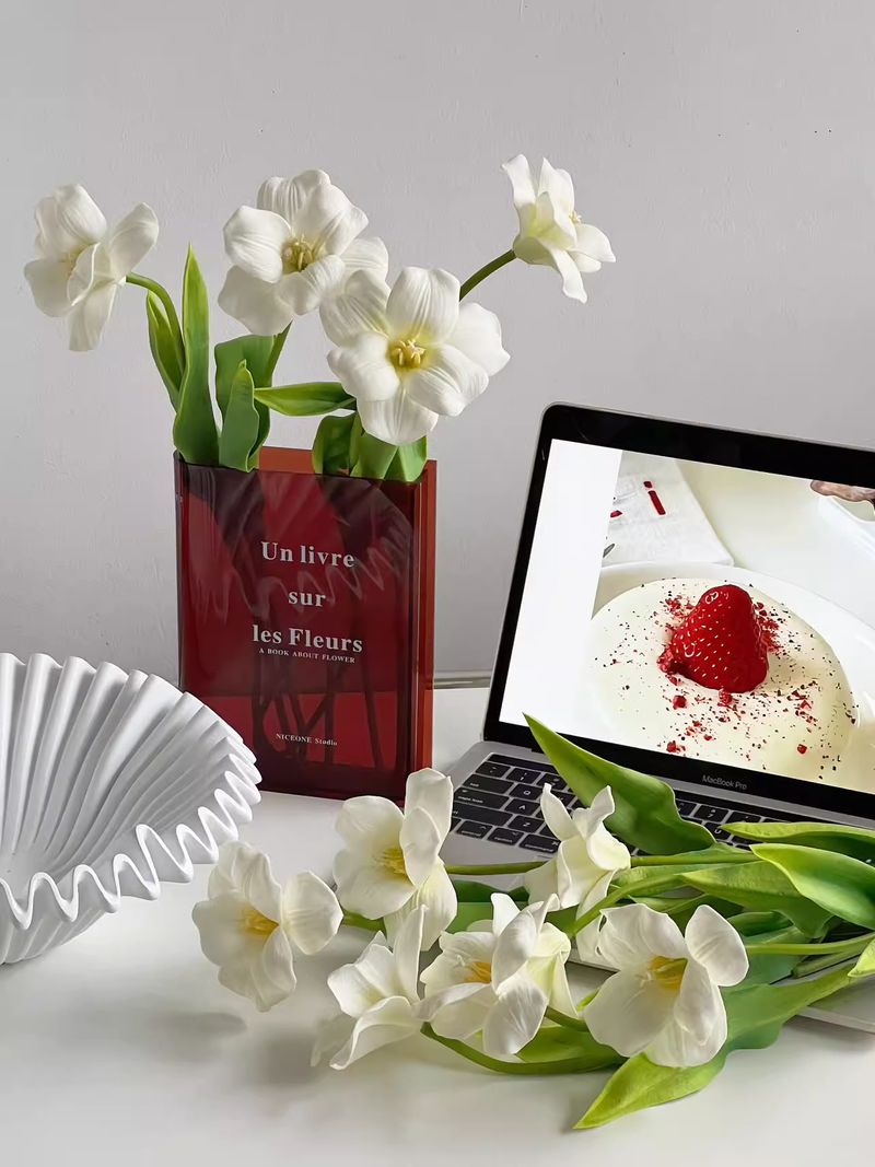 Ins Bionic Bouquet PU Tulip Artificial Flower Simulation Flower High Grade Realistic Living Room Table Decoration Flower Arrangement_voghion.com