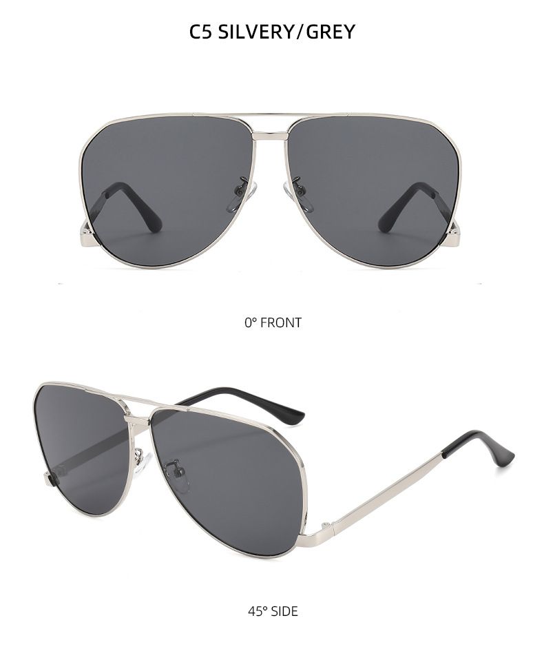New Style Metal Frame Hollow Double Beam Low Foot Frog Mirror Sun Protection Sunshade Sunglasses E Commerce Sunglasses_voghion.com