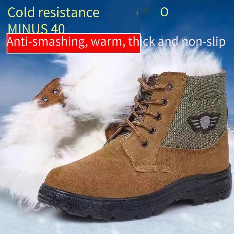 Botas cortas de lana pura con pelo integrado de invierno Martin, botas de nieve para hombres de menos 40 grados, zapatos antideslizantes de algodón extra grueso del noreste_voghion.com
