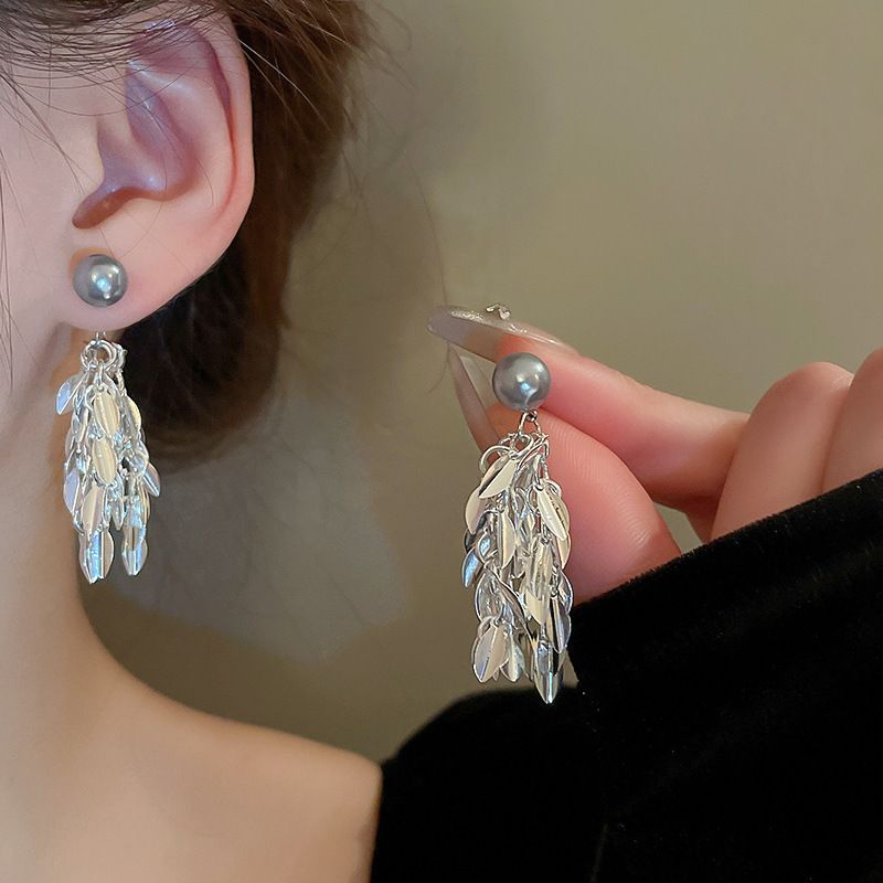 Gümüş İğne Küpeler Tatlı Su İncisi Çiçek Küpeler Moda Yüksek Duygu Küpeler Hafif Lüks Zarif Küpeler Kadın_voghion.com