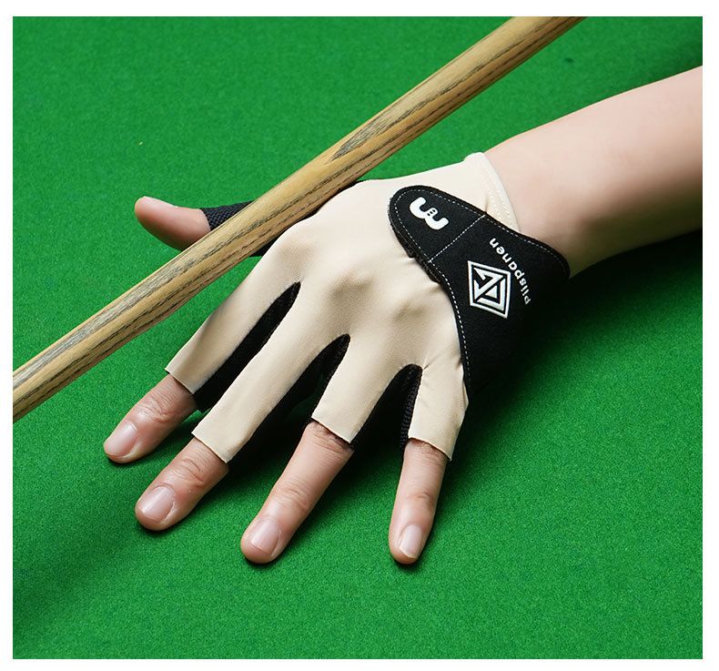 Luva de bilhar de meio dedo para mão esquerda, lisa, elástica, em seda gelada, respirável, antiderrapante, fina, com fecho de velcro._voghion.com