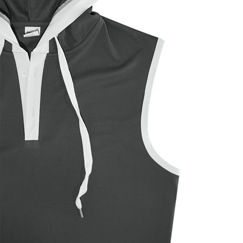Sleeveless vest, shorts, T-shirt, solid color hooded tie up men's casual sports waffle set_voghion.com