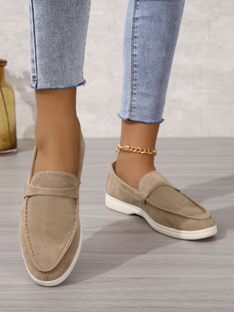 Slip-On-Loafer für Damen, mattierte, flache Retro-Einzelschuhe, große Freizeitschuhe_voghion.com