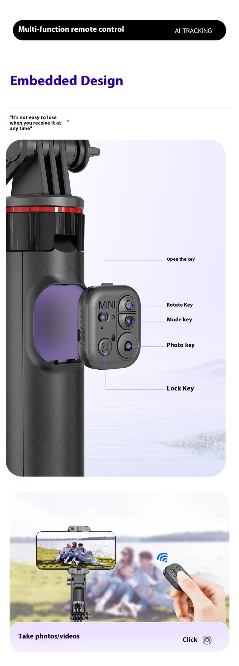 New Follow-up Anti-shake Gimbal Mobile Phone Selfie Stick, Fully Automatic Photo Artifact, Bluetooth Connection, Anti-shake Retractable_voghion.com