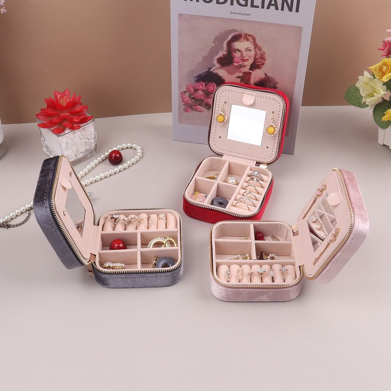 Portable Jewelry Organizer Box - Velvet-Lined Multi-Layer Storage Case For Earrings, Rings & Necklaces (10x10x5cm)_voghion.com