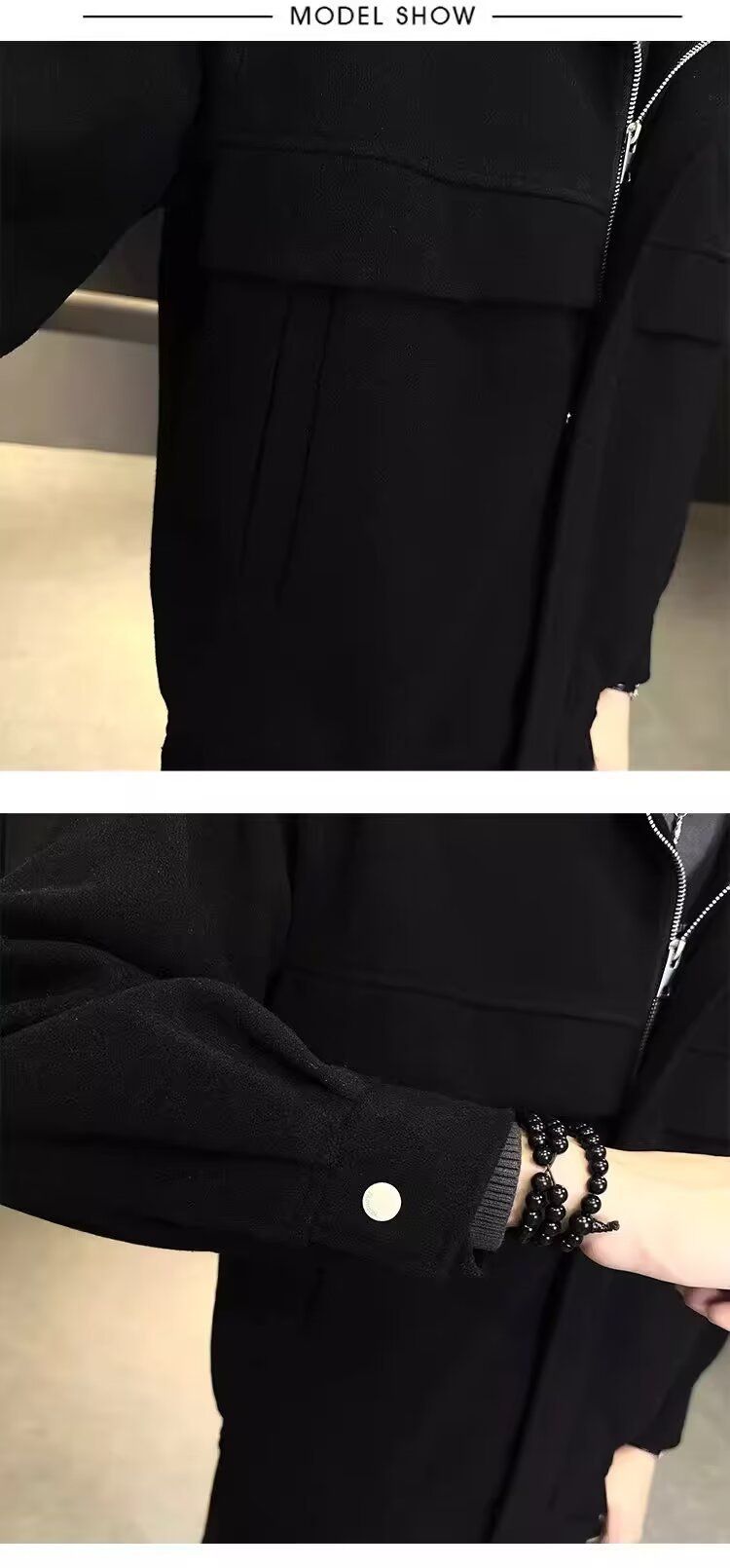 Men's Stylish Wool Blend Short Jacket - Casual Loose Fit Winter Coat With Multiple Pockets, Non-Iron Fabric, Black/Green_voghion.com