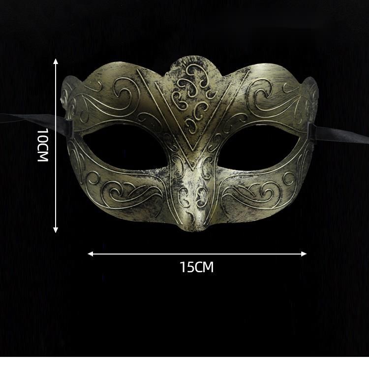 Halloween Neue Halbgesichtsmaske Mysteriöse High-End-Makeup-Ball Römischer Krieger Rollenspiel_voghion.com