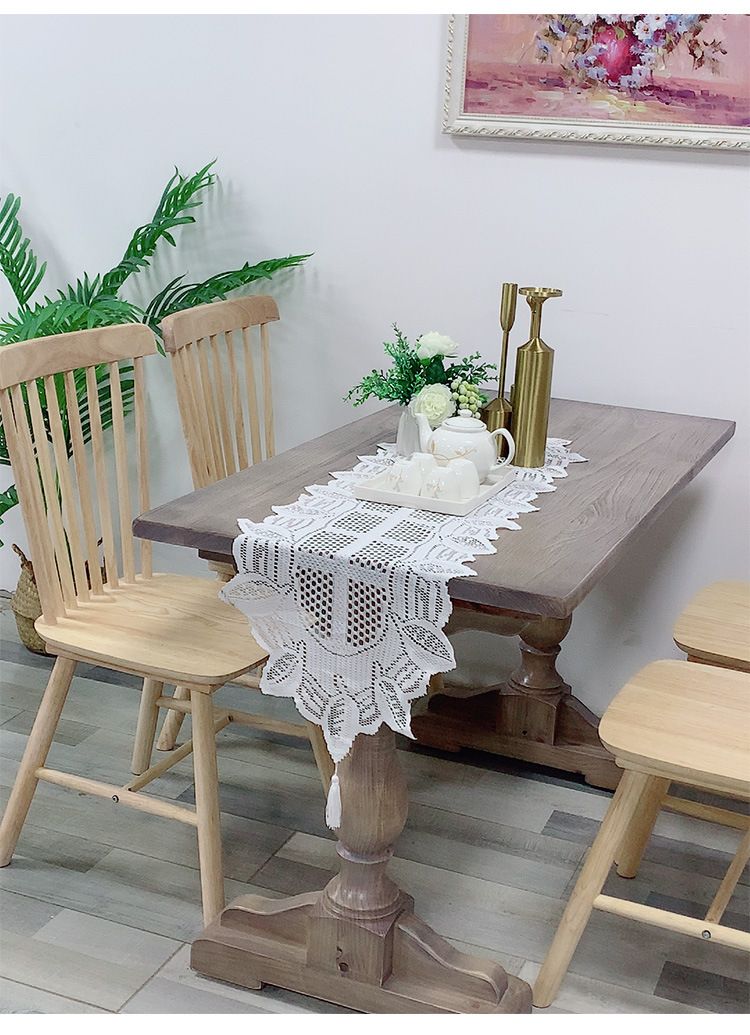 Einfache Tischfahne Spitzenstoff Tischdecke Couchtischfahne Weißer Fernsehschrank Lange Tischdecke Dekoratives Handtuch_voghion.com