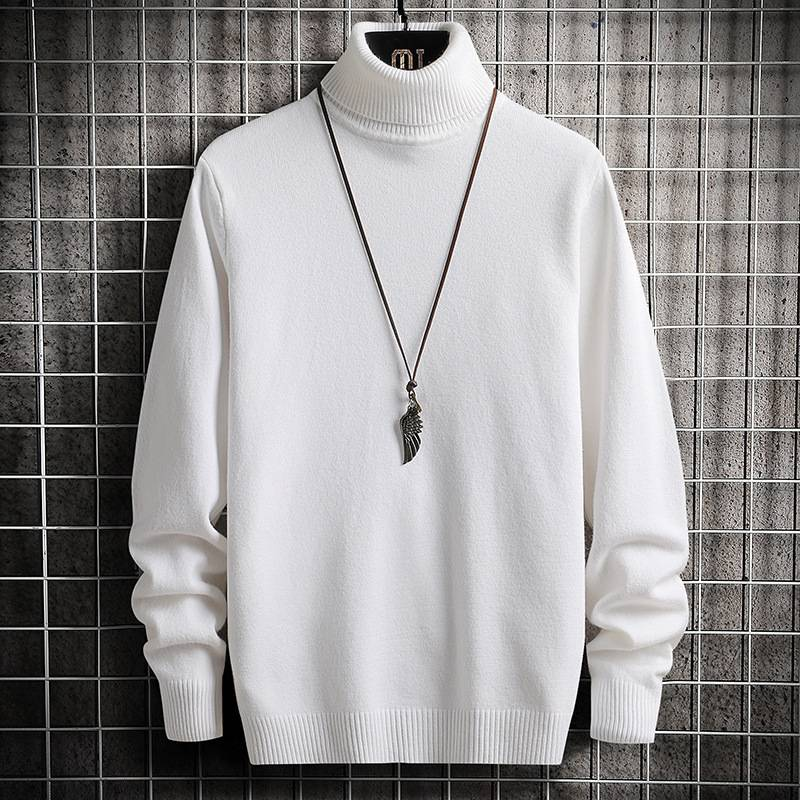 Abbigliamento maschile Autunno e inverno Collo alto Collo mezzo alto Slim Fit Plus Velluto Spesso Caldo Intimo Maglia Base Maglione di lana_voghion.com