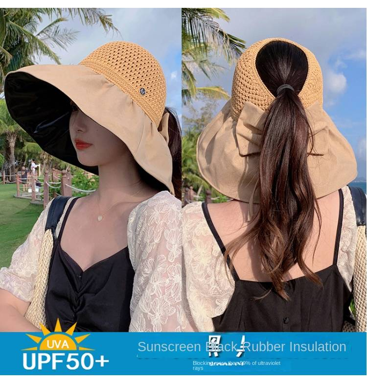 Cappello di protezione solare per bambini 2025 Nuovo cappello di protezione solare estivo alla moda con protezione UV e un ampio cappello di protezione solare con un tetto vuoto_voghion.com