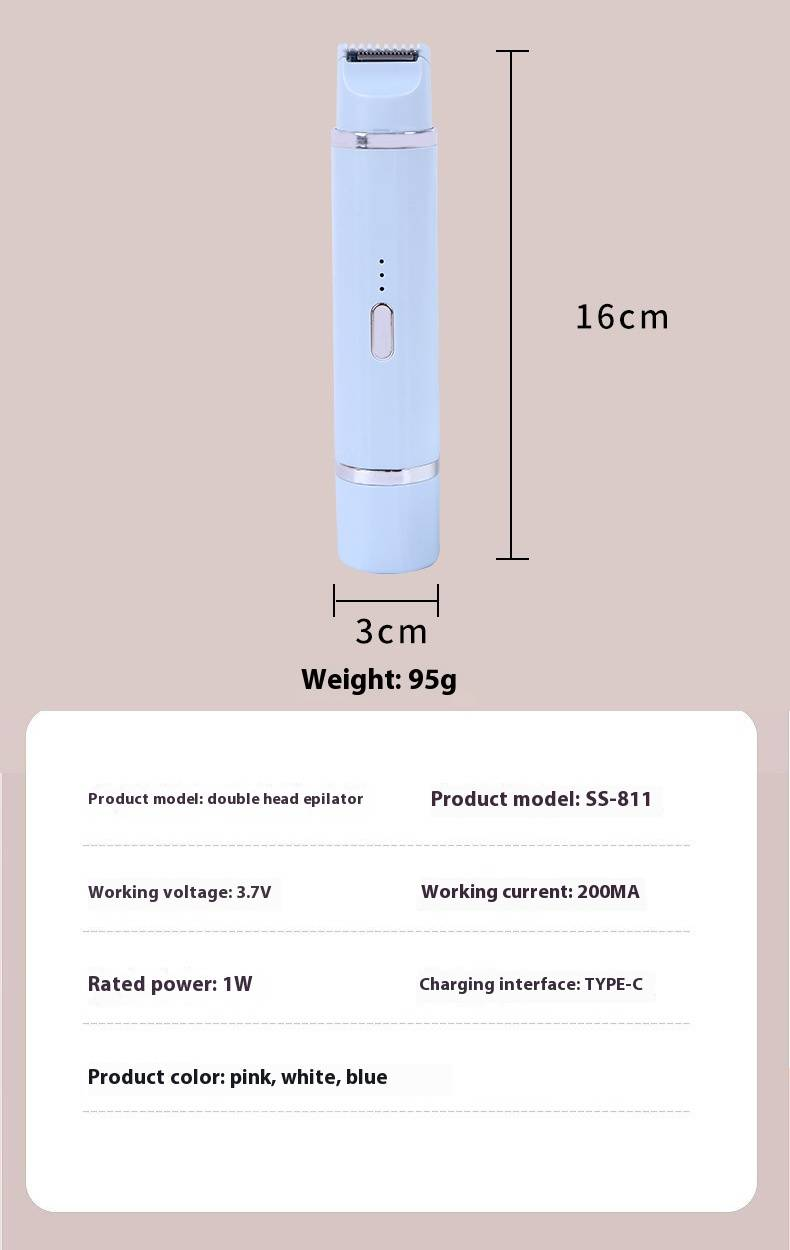 Tagliacapelli elettrico 2 in 1 per donna - Epilatore a doppia testina per viso e corpo, per labbra, ascelle, bikini e gambe, indolore e impermeabile_voghion.com