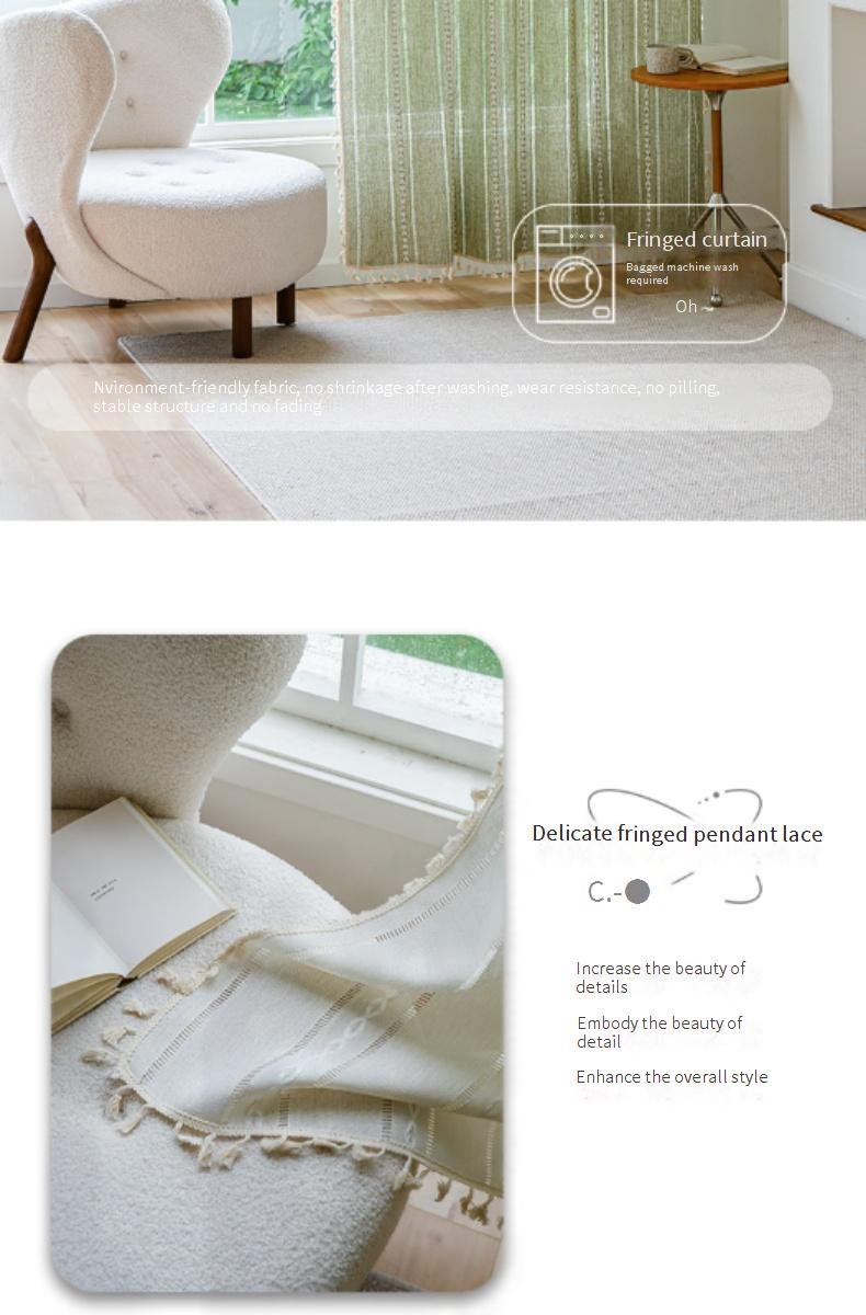 Gordijnen van linnenmix, semi-transparante gestreepte raamgordijnen - 100% natuurlijk katoen en polyester, Boho Chic kamerverdeler voor keuken/slaapkamer/balkon_voghion.com