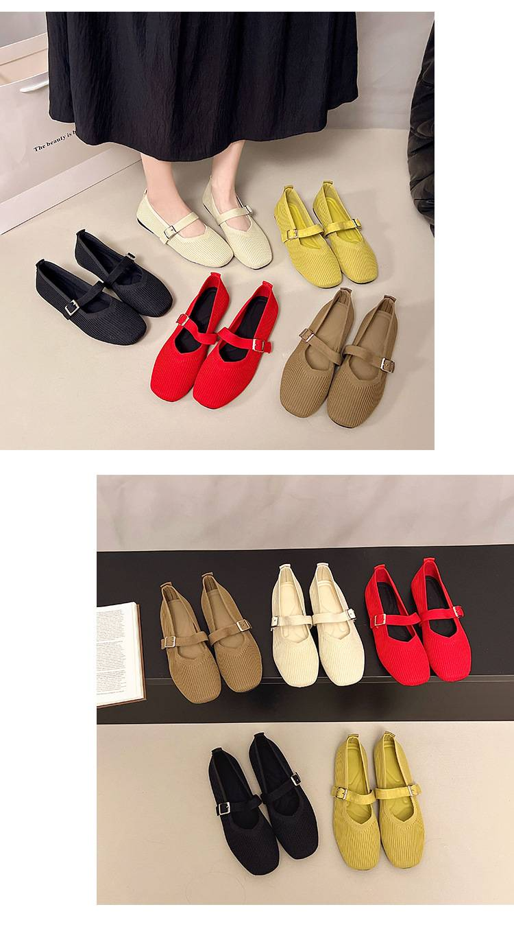 Täglich bequeme, schlichte und klassische einfarbige Flachstrickschuhe für Damen_voghion.com
