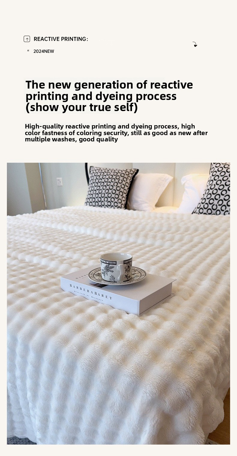 Bubble Fleecedecke – Ultraweicher Milchsamtüberwurf für Bett, Sofa und Büro, leichte Ganzjahresdecke aus 300 g/m² Polyester_voghion.com