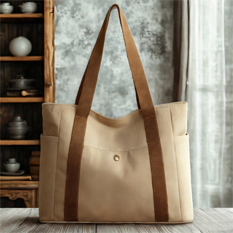 Large Capacity Tote Canvas Bag For Work And Outings, High-Quality, Commute-Friendly, Versatile, Literary Student Style Book Single Shoulder Canvas Bag_voghion.com