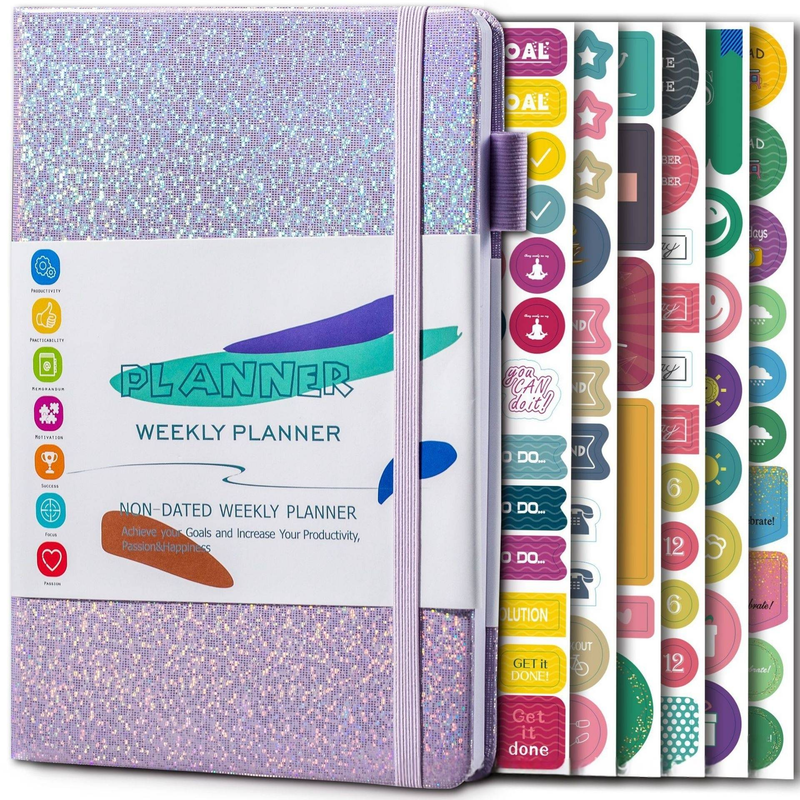 A5 Dot Grid Planner Notebook With Elastic Band – Undated Weekly Planner For Productivity, Goal Setting & Organization_voghion.com