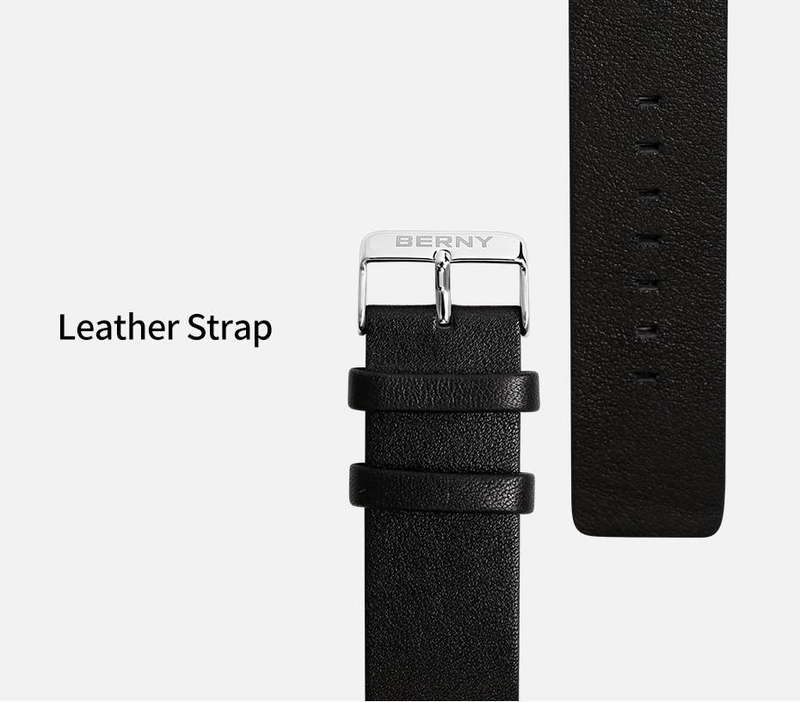 BERNY Herren-Digitaluhr mit E-Ink-Display, modische LED-E-Paper-Quadratuhr, gebogenes Zifferblatt, Lederarmbanduhr mit zwei Zeitzonen, wasserdichte Armbanduhr_voghion.com