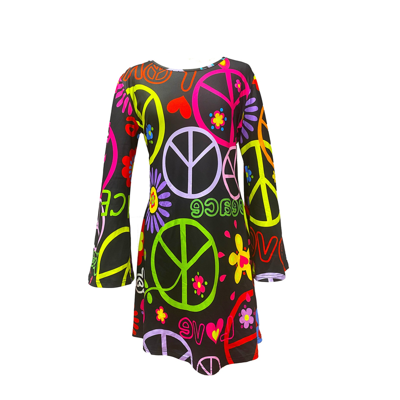 Neu Damen Festliche Vintage Hippie Kleidung Damenkleid mit Kopftuch_voghion.com