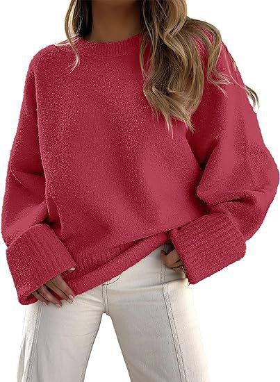Women's Clothing Cozy Fleece Sweater - Soft Plush Pullover With Round Neck (S-XL, 12 Colors)_voghion.com