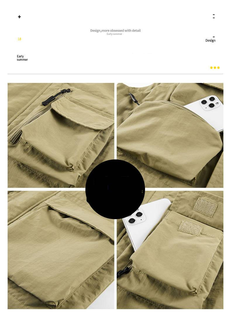 Utility-Weste mit mehreren Taschen für Outdoor-Aktivitäten – Leichtes Nylon mit Reißverschluss_voghion.com