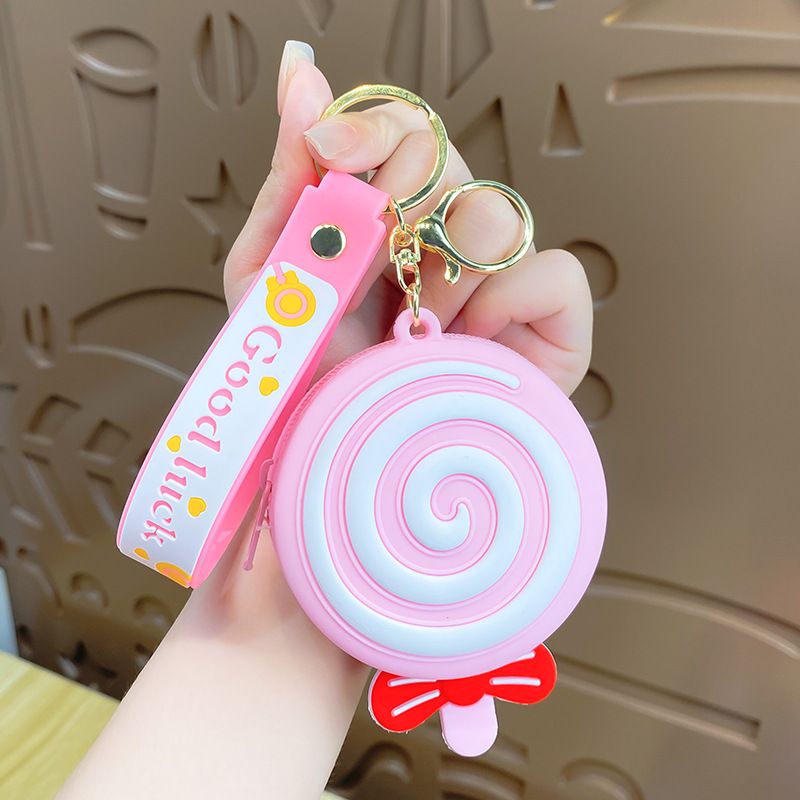 Mini chaveiro de silicone com pingente de rosquinha colorida, chaveiro de pirulito de desenho animado, decoração de mochila_voghion.com