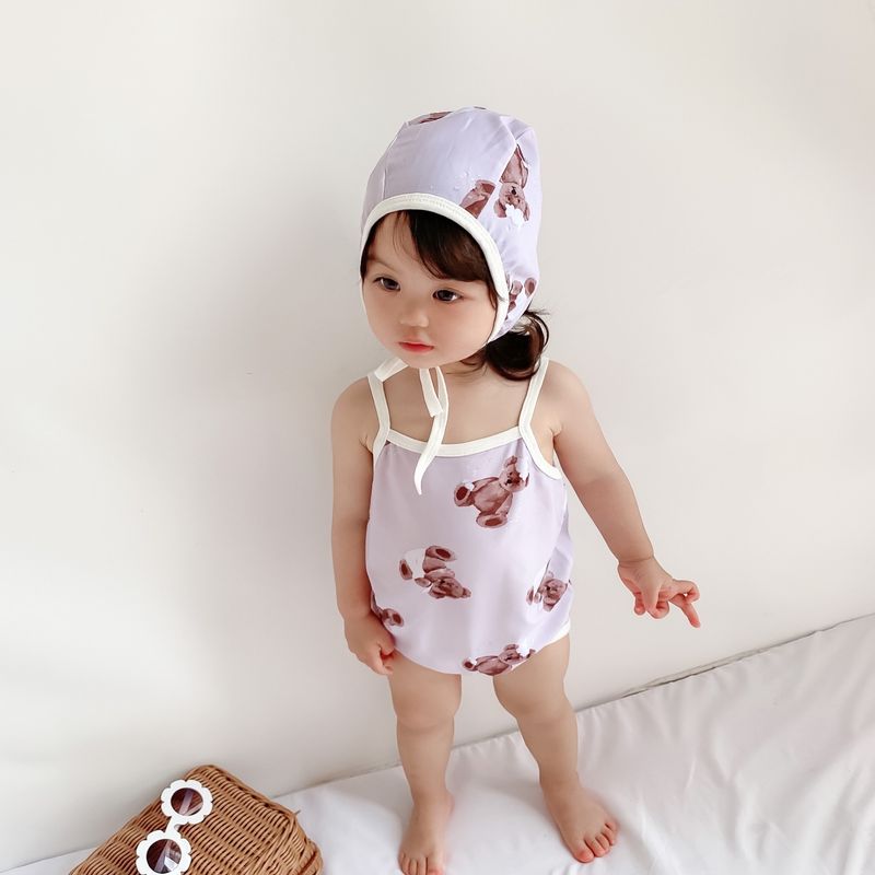 Maillot de bain une pièce pour bébé fille, mignon, triangle, escalade, nouvelle collection coréenne chinoise chic 2024_voghion.com