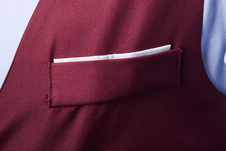 Men's solid color suit waistcoat slim waistcoat single-row three-button clip_voghion.com