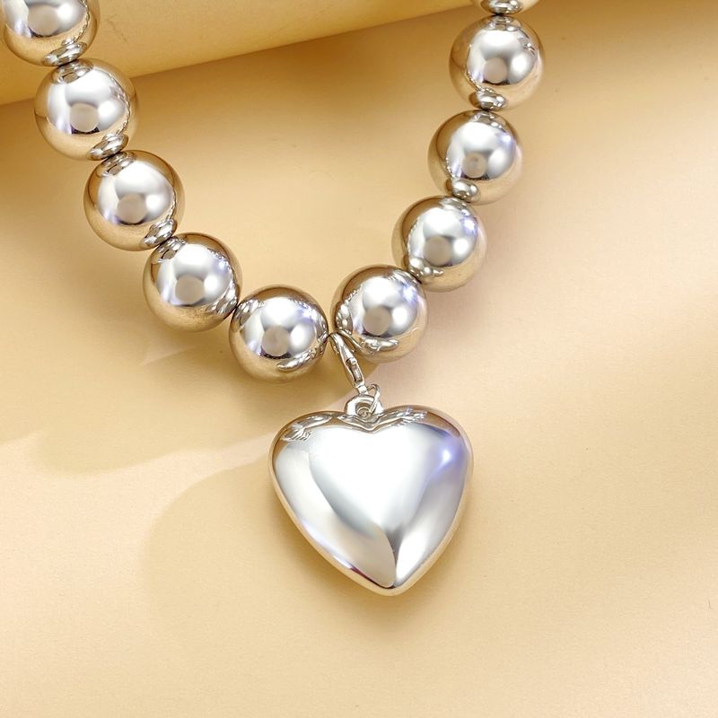 Collana con perline rotonde esagerate in stile punk europeo e americano, collana personalizzata a forma di amore rimovibile con nicchia temperamento_voghion.com