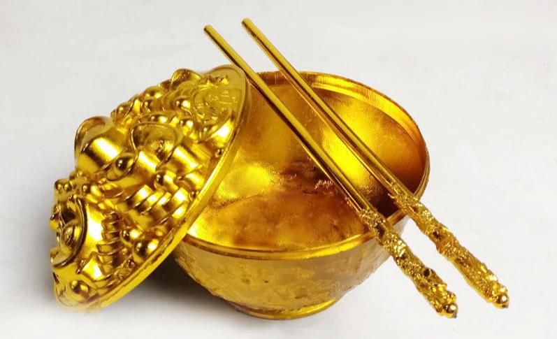 Sacrificial Supplies Plastic Gold Bowl And Chopsticks Tree Qingming Tomb-Sweeping Yuanbao Ghost Money Yellow Burning_voghion.com