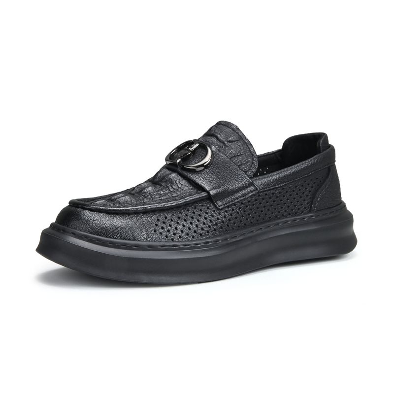 2025 Sommer Neue Echtes Leder Atmungsaktive Dicke Sohle Slip-On Casual Herrenschuhe_voghion.com