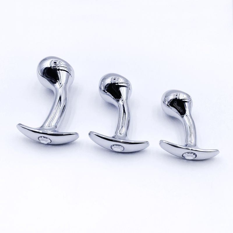 Dildo anale in metallo con base di ancoraggio in pietra preziosa, design aderente, giocattoli sessuali per adulti, masturbatori maschili e femminili_voghion.com