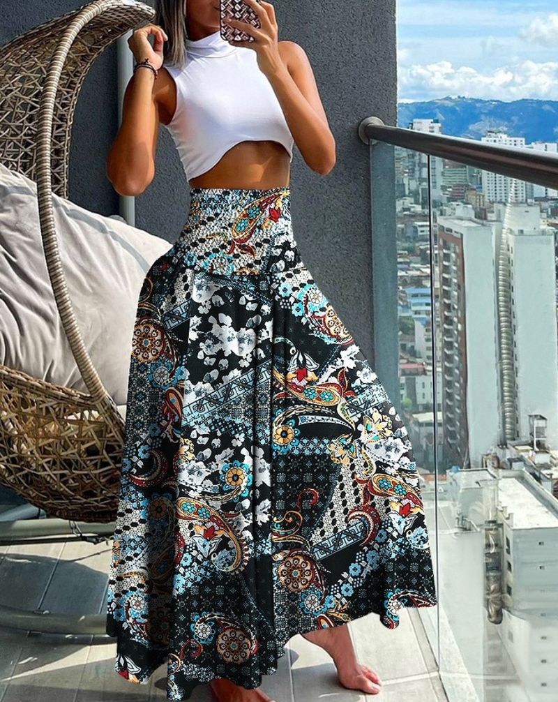 Women's Hot Summer Fashion High-waisted Slim Print Dresses For Women_voghion.com