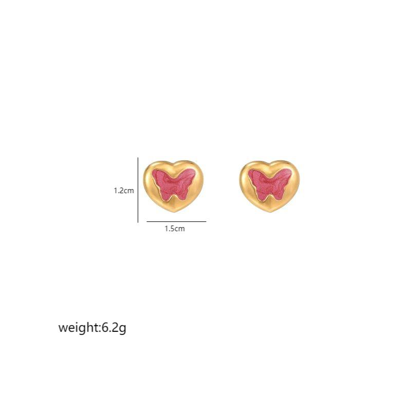 Orecchini da sole con zirconi intarsiati a forma di farfalla in acciaio inossidabile placcato oro, versatili, di nuova moda_voghion.com