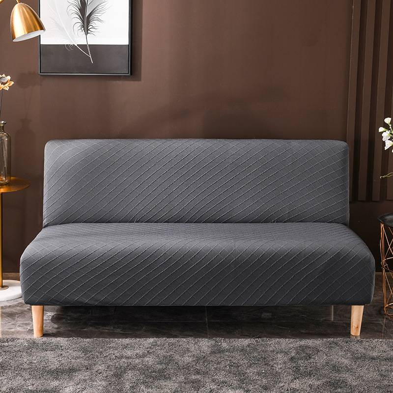 Copridivano senza braccioli jacquard lavorato a maglia ispessito tinta unita copridivano elastico universale per divano letto pigro parapolvere senza braccioli_voghion.com