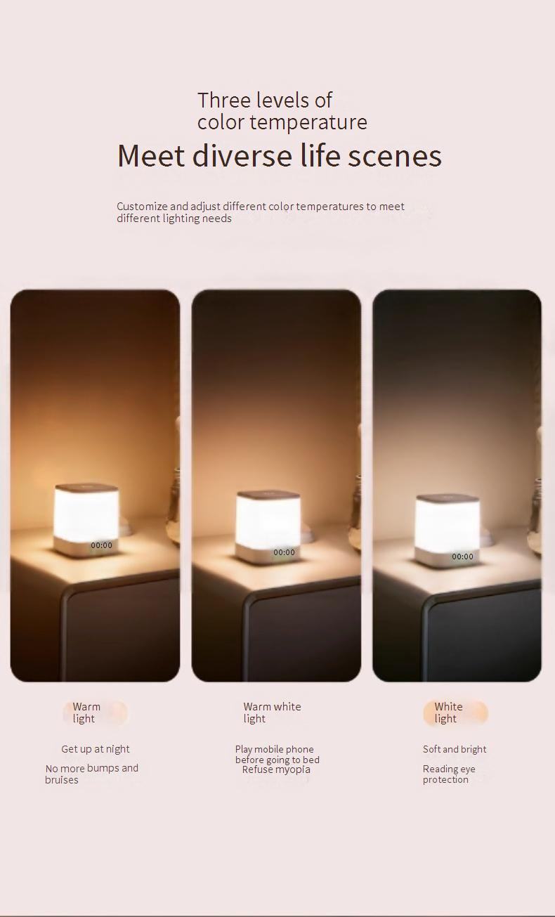 Wiederaufladbares Nachtlicht fürs Schlafzimmer – sanftes Leuchten, augenschonend, perfekt zum Füttern von Babys und Kindern (Touch-Steuerung, 3 Farben, Timerfunktion, USB-Aufladung)_voghion.com