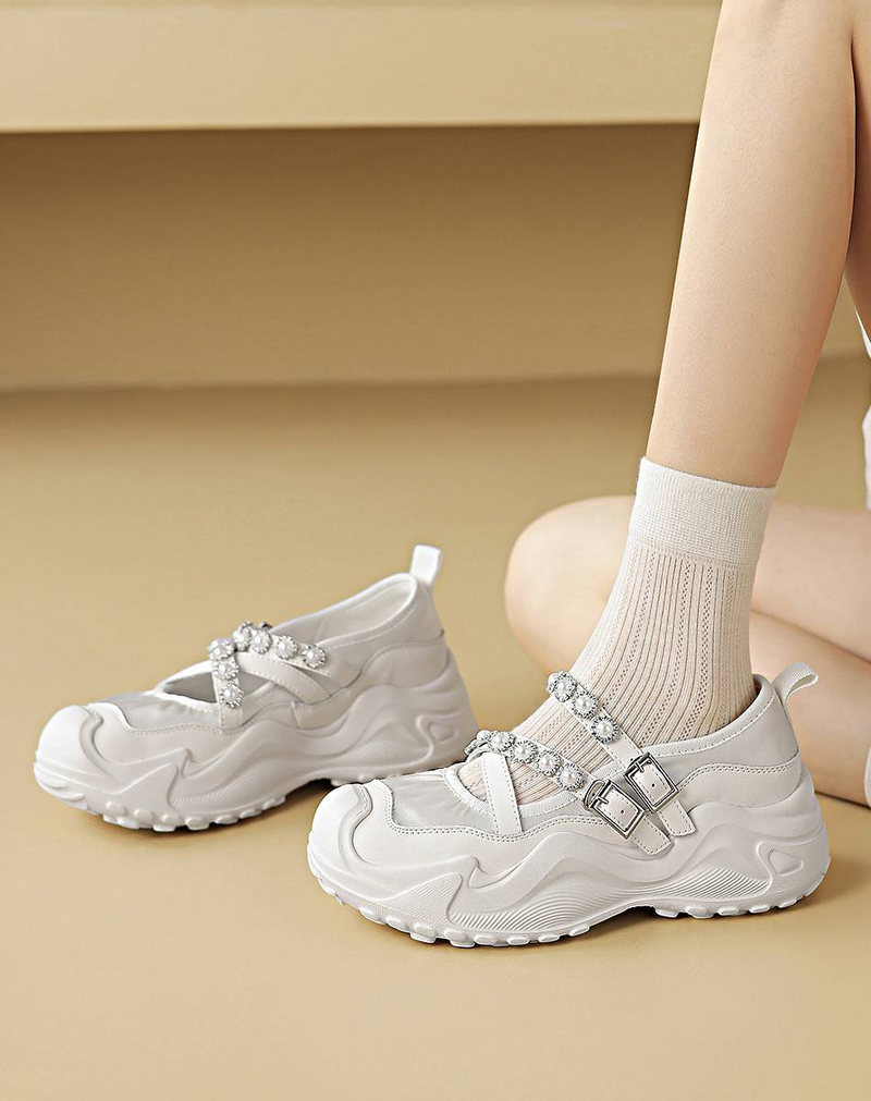 Cameido Beige Round-Toed Thick-Soled Sandals For Women's Daily Commuting_voghion.com