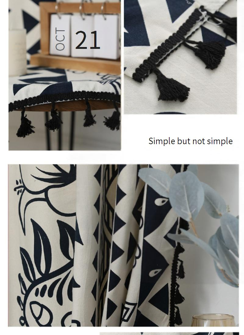 Gordijnen met zwarte cirkelprint, transparante polyester gordijnen met geometrische patronen en appelbloesempatronen, moderne lichtfilterende raamdecoratie_voghion.com