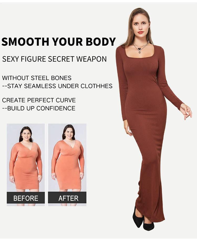 Ondergoed & Nachtkleding Afslankend Shapewear Bodysuit met Ingebouwde Taille Trainer & Buikcorrectie Naadloze T-shirtjurk voor de Hele Dag S/M/L/XL/XXL/XXXL_voghion.com