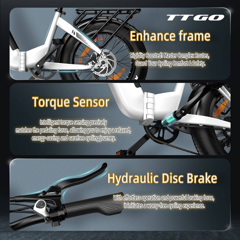 Vélo électrique tout-terrain TTGO F6 1000 W, pneus larges de 4 pouces | 48 V, 20 Ah, autonomie de 150 km, freins hydrauliques, capteur de couple, entrepôt européen, livraison sous 7 jours_voghion.com