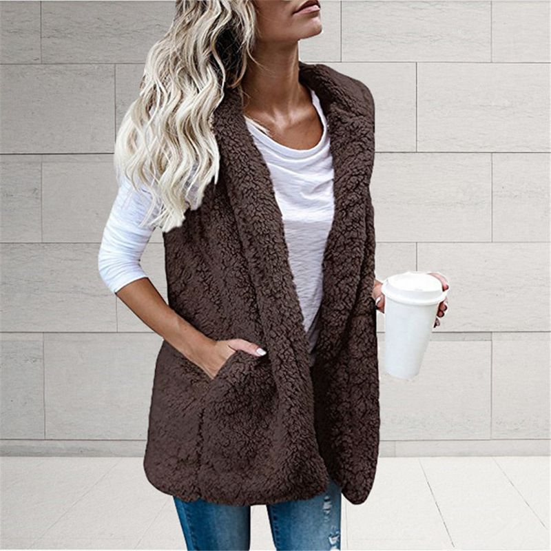 Women’s Oversized Hooded Vest – Lightweight Sleeveless Jacket With Pockets Solid Color Sleeveless Hooded Pocket Vest In Stock_voghion.com