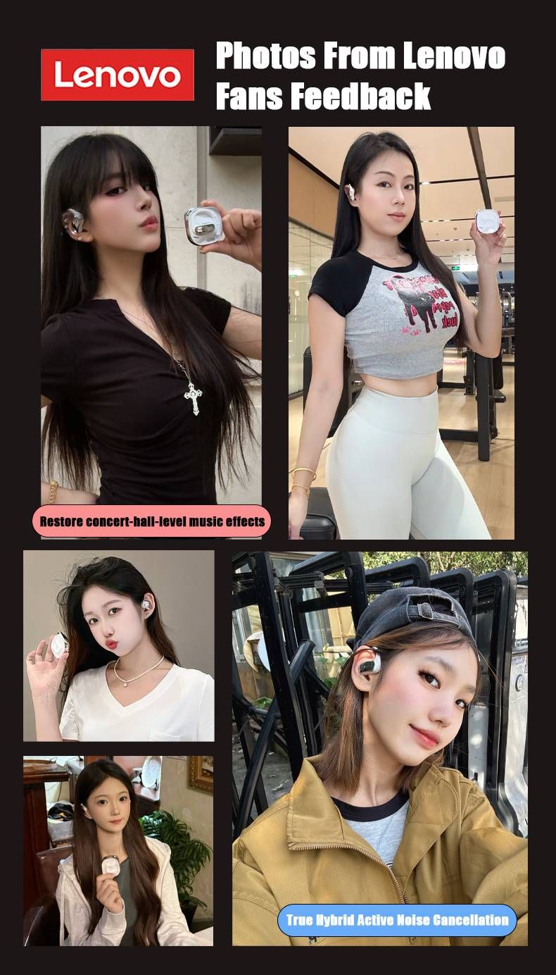 Original Lenovo AC101 OWS Bluetooth 6.0 Kopfhörer mit ENC-Geräuschunterdrückung, kabellose Ohrhörer mit langer Akkulaufzeit, Surround-Sound und Sportfunktion_voghion.com