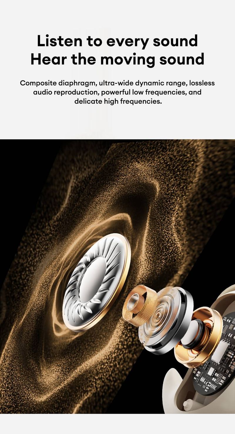 Auricolari in-ear wireless Bluetooth 6.0 originali Lenovo LE203, suono stereo, cuffie piccole e leggere, comode, con cancellazione del rumore, per dormire_voghion.com