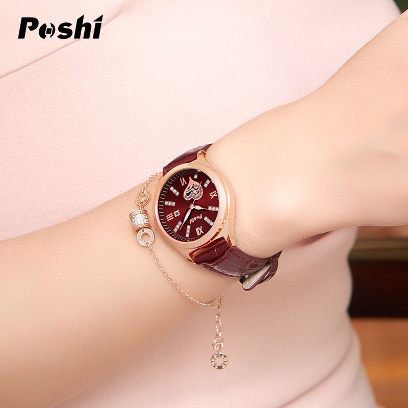 POSHI Hot-Selling Watch For Students, Waterproof, Luminous, Calendar, Diamond-Studded, Roman Numerals, Women's Watch,_voghion.com